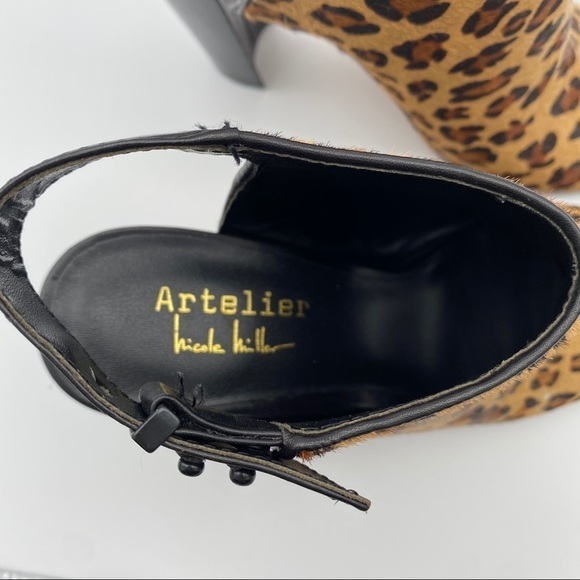 Atelier Nicole Miller Isla Leather Leopard Heels 6 - Picture 4 of 8